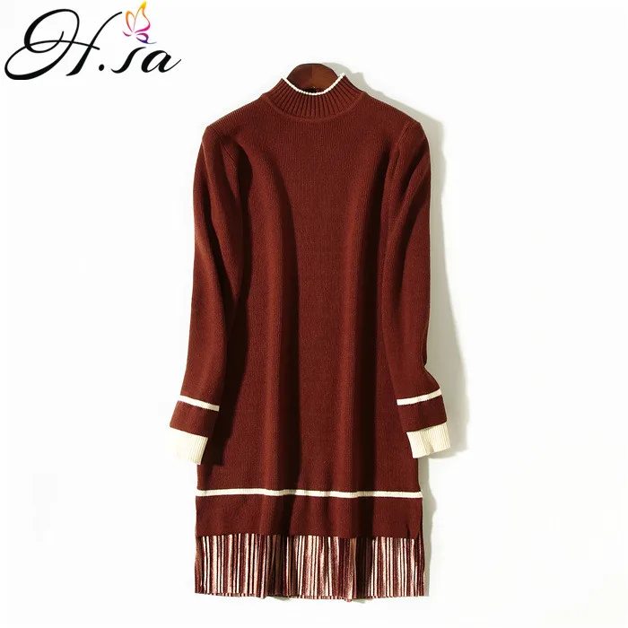 JH8712 Winered H. SA женское трикотажное платье осень зима платья-свитеры эластичные тонкие оборки - Цвет: JH8712 Winered
