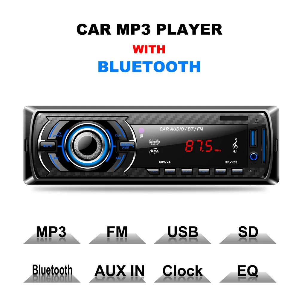 12V 4*60W Car Stereo Bluetooth Wireless Digital Media In Dash Receivers USB/SD/MMC MP3 Player FM Radio With Remote Control