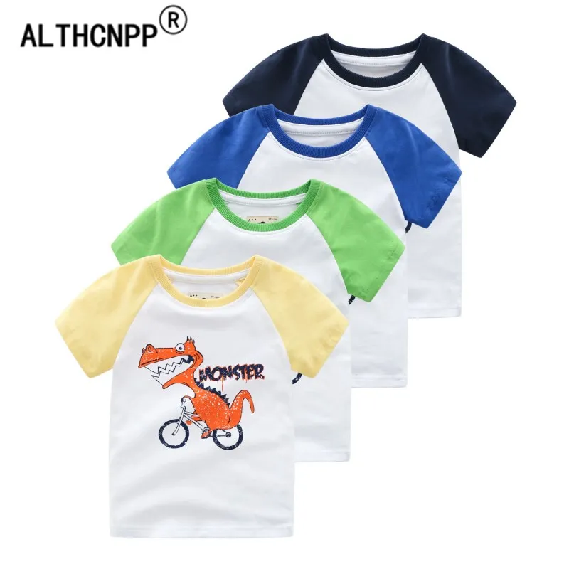 Baby Summer Top Boys T Shirt Kids Clothes Tiny Cottons Cartoon Dinosaur Funny Shirts tshirt Tee Enfant Garcon | Детская одежда и