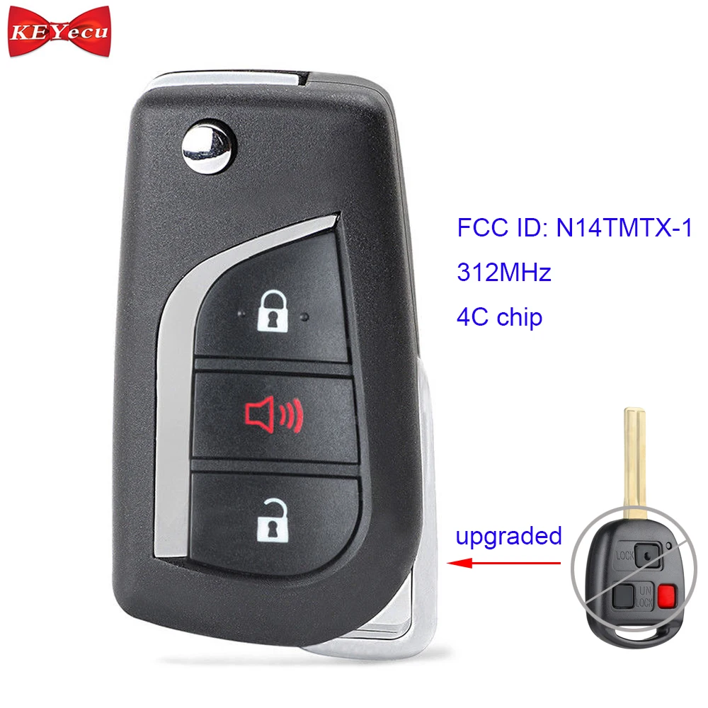 KEYECU для Lexus RX300 1999 2000 2001 2002 2003 2004 Модернизированный дистанционного брелок 312 МГц 4C