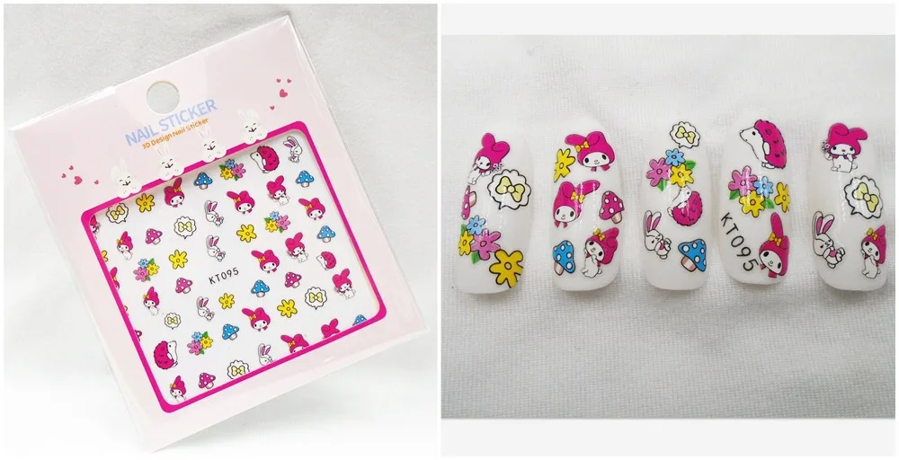 Newest 5sheet 15type Children Girls Cartoons Stickers Designs Gummed glue 3D Decals Makep Art Decorations kt091-105 | Игрушки и хобби