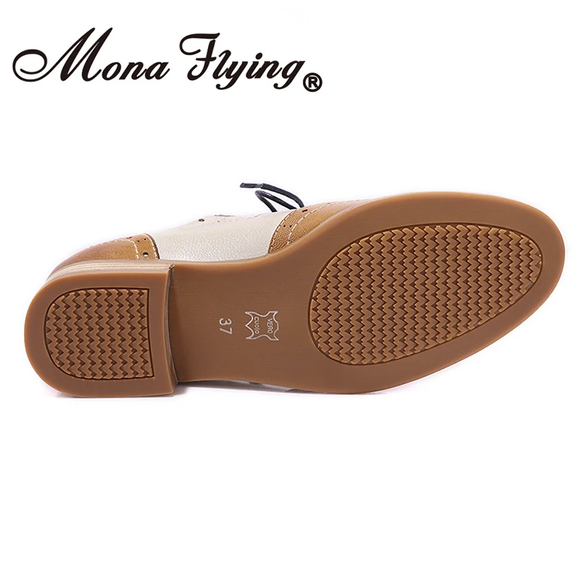 Mona flying/женские кожаные перфорированные Туфли-оксфорды на шнуровке; Разноцветные броги; седельная обувь для девочек; женские CS-A068