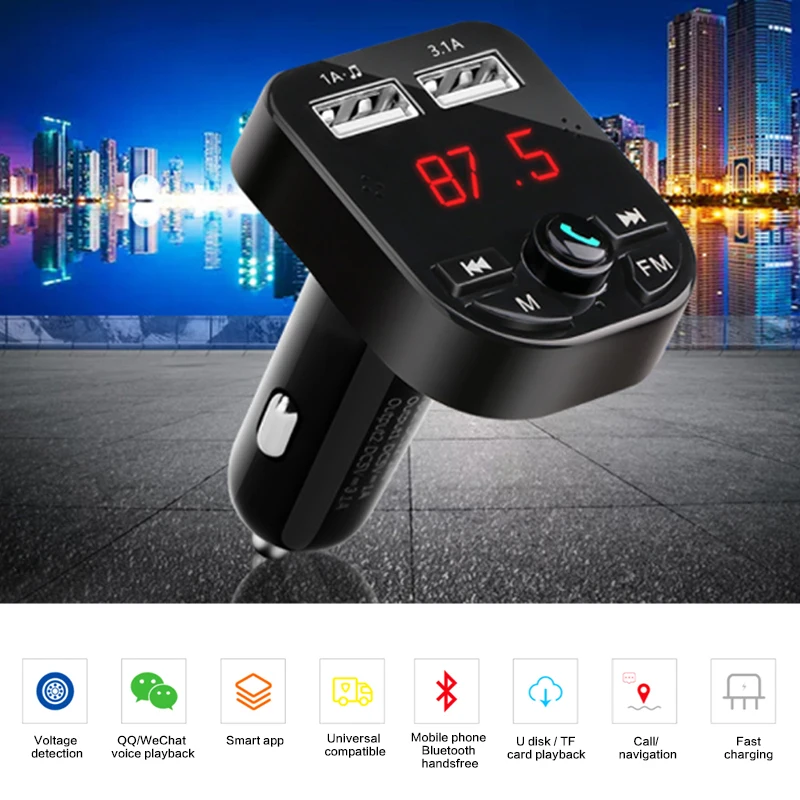 Автомобильный комплект Bluetooth 5 0 Handsfree беспроводной fm-передатчик lcd MP3-плеер USB