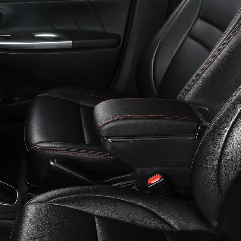 C style Black Red Подлокотник коробка для Opel Astra H USB зарядка повышает двухслойный центральный консольный ящик для хранения с подстаканником пепельница аксессуары - Название цвета: C style Black Red