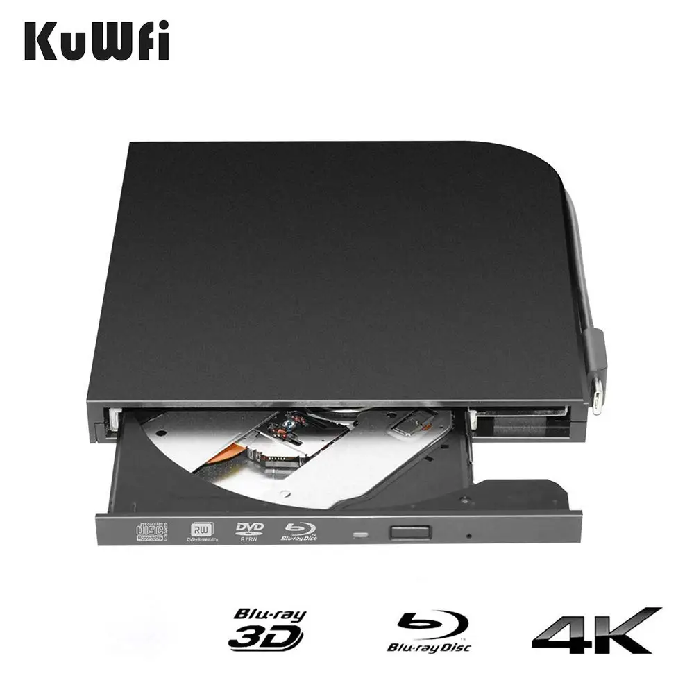 KuWFi 3D 4 K Blu Ray плеер внешний DVD привод для ноутбука USB3.0 type A и C интерфейсы