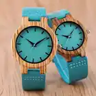 Роскошные Royal Blue Wood Watch Top Кварцевые Наручные Часы 100% Натуральный Бамбук Часы Повседневная Кожа Подарки на День