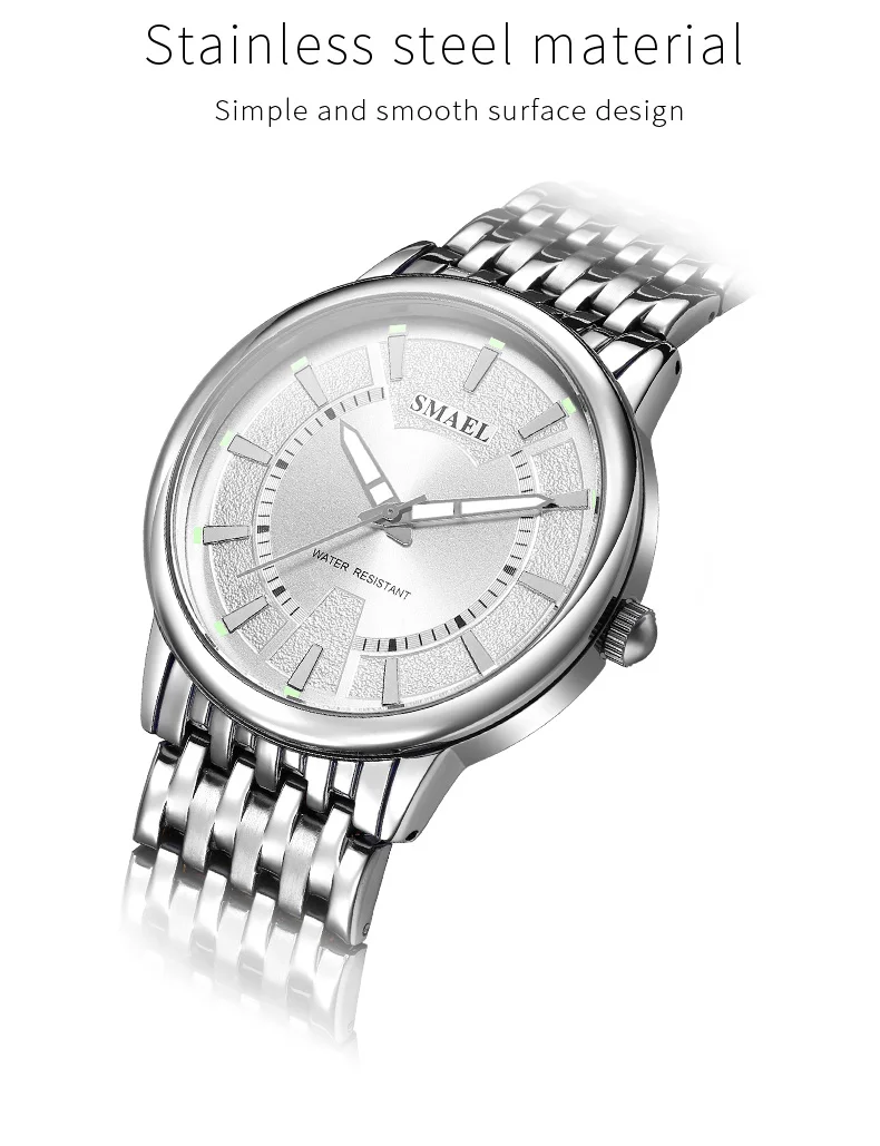 SMAEL Watches Men Top Brand Fashion Business Male Stainless Steel Watch Waterproof WristWatch Men's Clock Blue Relogio Masculino