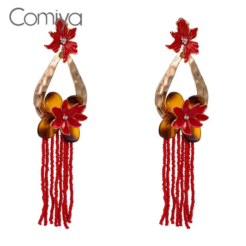 Comiya Drop Earrings Long Beads Pendant Fashion Acrylic Flower Dangle Earring Pendientes Mujer Moda Boucle D'oreille Gifts CC |
