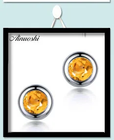 AINUOSHI Natural Citrine Halo Ring 0.8ct Round Cut Gemstone 925 Sterling Silver Ring Engagement Wedding Jewelry Women Ring