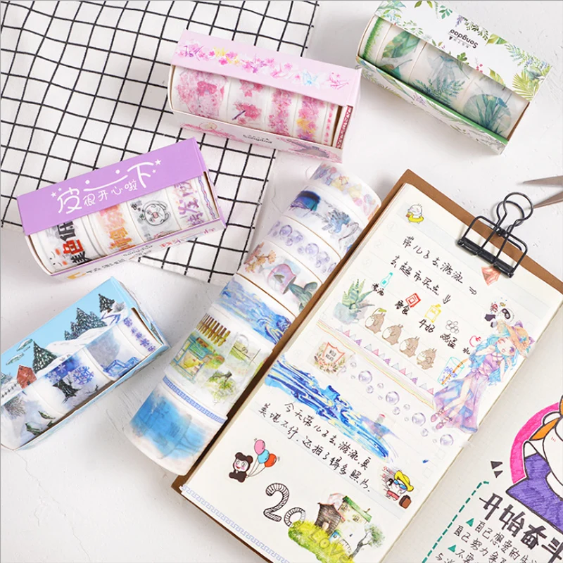 5 шт./лот яркие красивые цветы лепестки Васи клейкие ленты DIY украшения