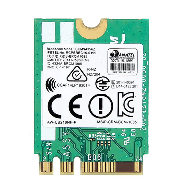 Для IBM/Lenovo/ThinkPad FRU:00JT478 Broadcom BCM94356Z Wireless-AC Wifi 802.11ac 867 мбит/с Bluetooth BT 4 1 Wlan сеть NGFF карта |