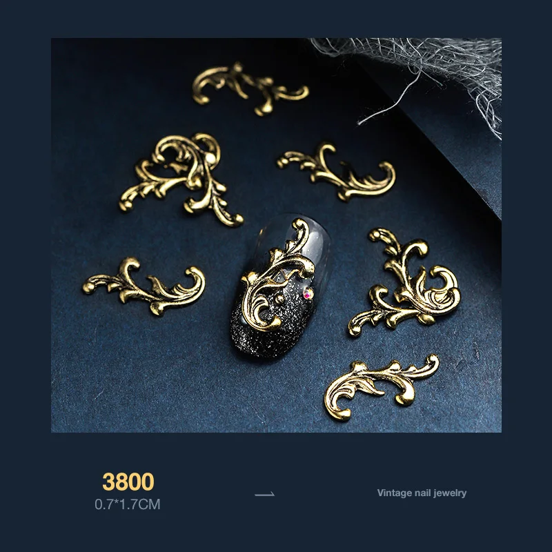 5pcs Antique Gold 5 шт металлические 3D кулоны для ногтей в форме завитков для ногтей, винтажные украшения для ногтей, украшения для ногтей, инструменты для самостоятельного изготовления аксессуаров - Цвет: 5pcs Antique Gold