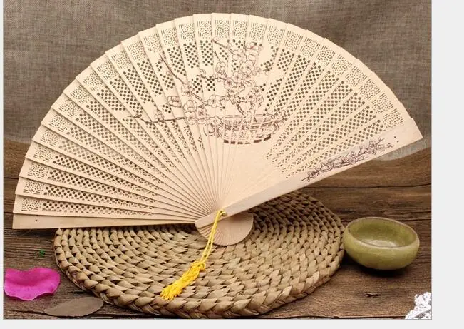 10 шт. сандалового дерева вентилятор ладан полые деревянные веер китайский стиль