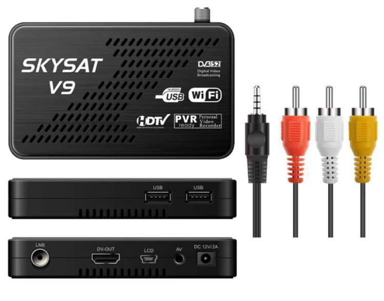 Footballtv Испания V9 CCCams Newcamd DVB-S2 приемник SKYSAT V9 поддержка WiFi 3g Youtube PVR PowerVu Biss Full HD MPEG-4 телеприставка - Цвет: 30.99