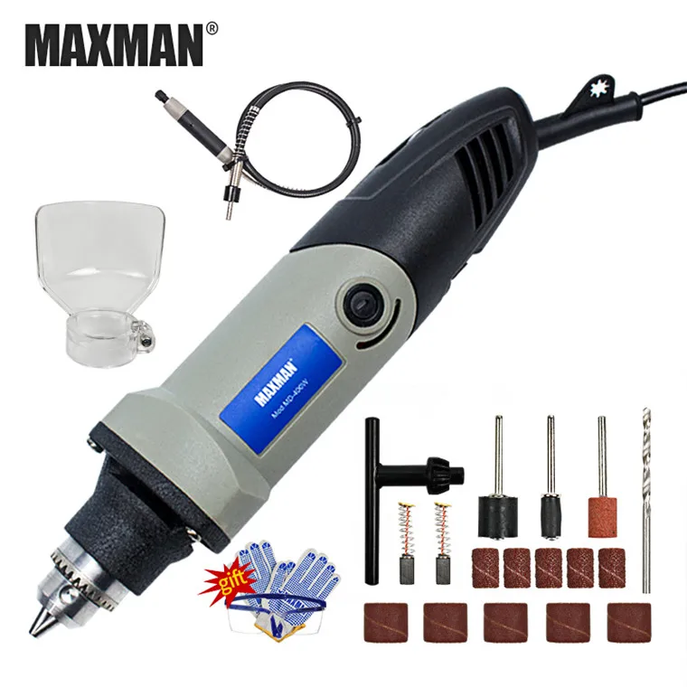 Электрический мини-шлифовальный станок MAXMAN 220 В/110 в инструмент Dremel 0,6~ 6,5 мм патрон с переменной скоростью вращающийся инструмент DIY Многофункциональные электроинструменты - Цвет: set2