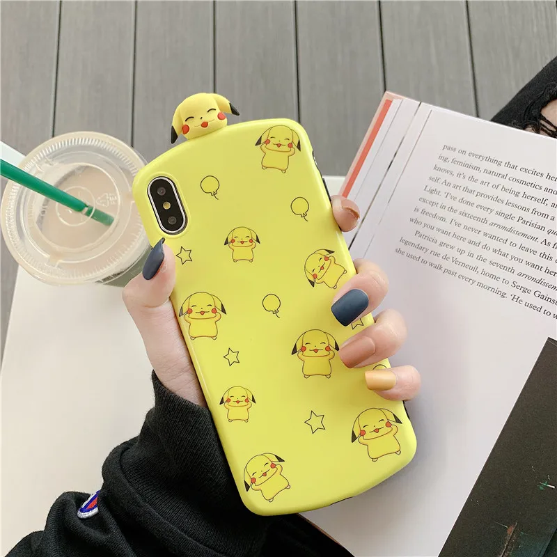 Мультяшные Покемоны Pikac лежать кукла фигурка желтый чехол для телефона Apple iphone 6 6s