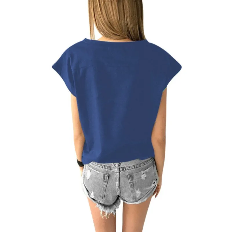 Женская футболка с коротким рукавом однотонная Повседневная v образным вырезом