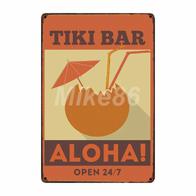 [Mike86] TIKI BAR, надпись "Алоха Гавайи", металлическая жестяная вывеска, декор для комнаты, винтажная настенная вывеска для бара, дома, отеля, 20*30 см, FG-217 - Цвет: SA 2482