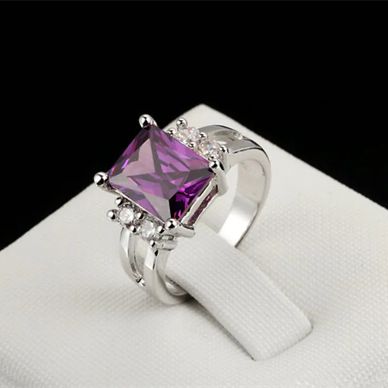CC кольцо для женщин модное ювелирное изделие роскошный фиолетовый камень белый