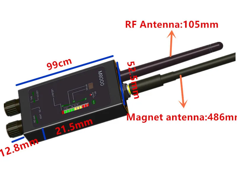 

1MHz-12GH Radio Anti-Spy Detector FBI GSM RF Signal Auto Tracker Detectors GPS Tracker Finder Bug with Long Magnetic LED Antenna
