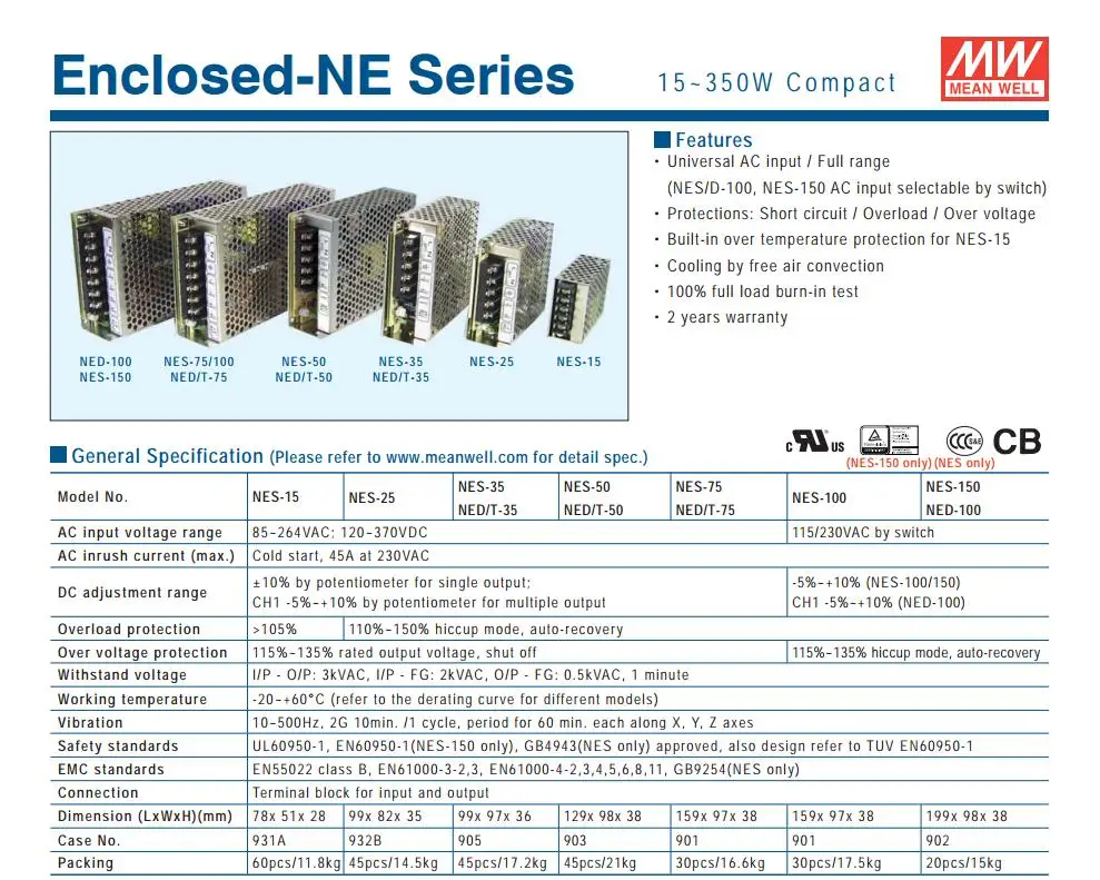 [BA] означает хорошо оригинальный NES-100-5 3 шт. 5 В 20A Meanwell NES-100 100 Вт один выход