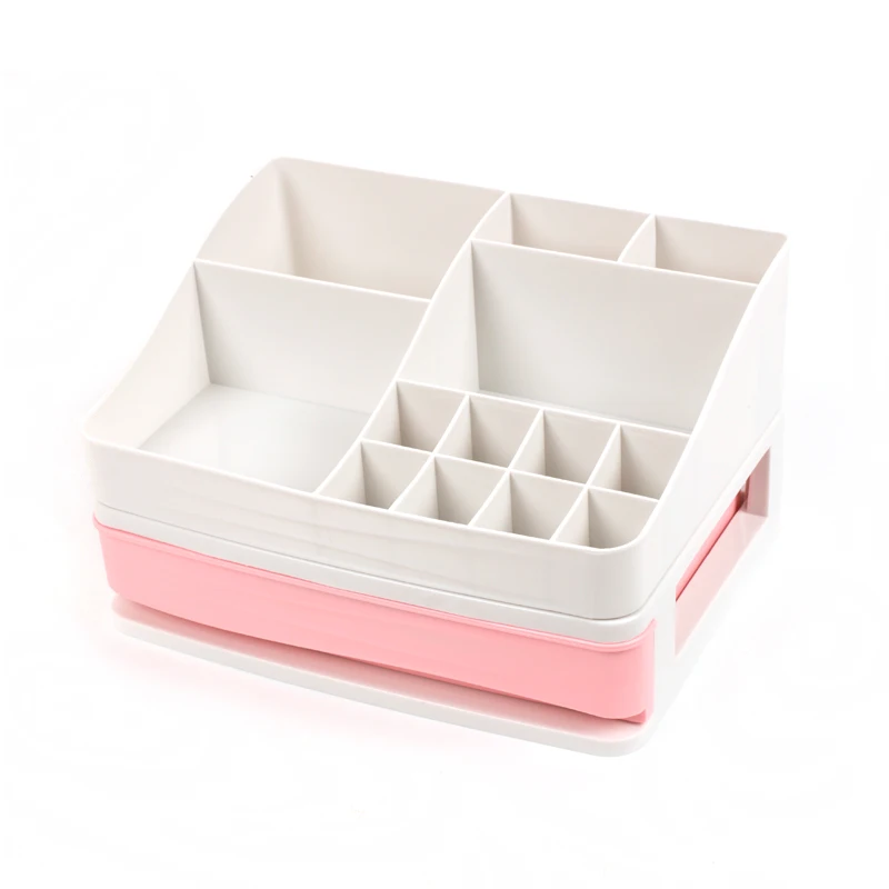 pink 1 layer drawer Высококачественный пластиковый органайзер для макияжа, Настольная коробка для хранения косметики, ящик для хранения косметики, туалетный столик, стойка для ухода за кожей - Цвет: pink 1 layer drawer