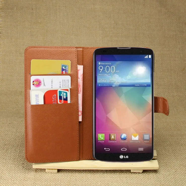 Кожаный Бумажник Стенд Флип Слот Для Карты Телефон Дело Чехол LG G Pro 2 D837 D838 |