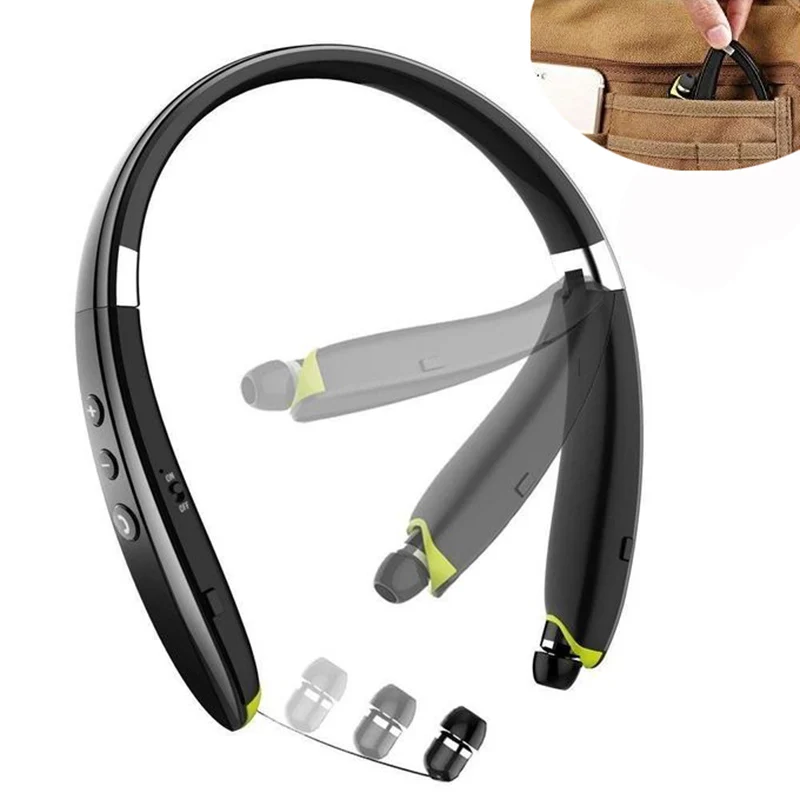 Lightweight Folding Small Earphone 3 in 1 Retractable Bluetooth Earbuds with MP3 player FM Radio Calling for Iphone Sport | Электроника