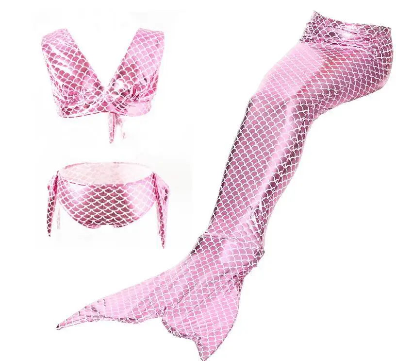3Pieces Girl's Mermaid Tails For Swimming Costume Kid Zeemeerminstaart Cola De Sirena Cauda Sereia Cosplay Costumes swimsuit |