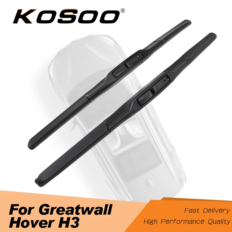 

KOSOO For Greatwall Hover H3,2006 2007 2008 2009 2010 2011 2012 2013 2014 2015 Fit J Hook Arm Auto Wiper Blades Car Styling