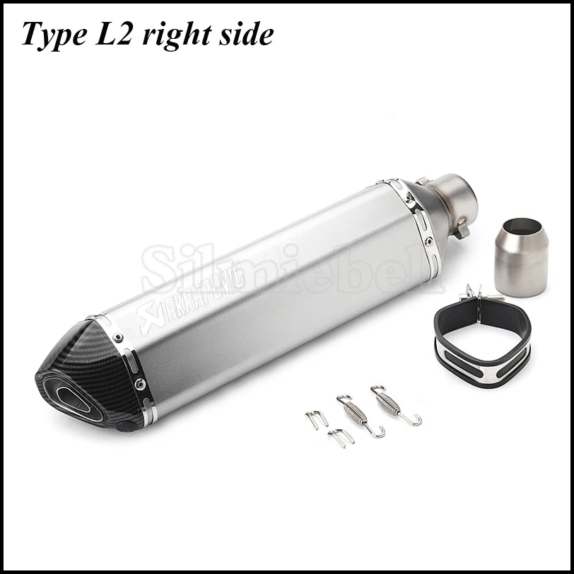 Type L2 Right Side Tubo de escape 51 мм Универсальный akrapovic выхлопной мото rcycle 470 мм Левая Правая сторона слипоны глушитель скутер scarico moto universale - Цвет: Type L2 Right Side