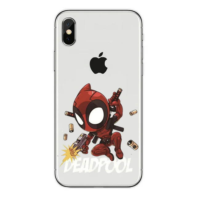 TPU SOFT Deadpool Дэдпул Харли Квинн Чехлы Marvel Мягкий Силиконовый ТПУ Прозрачный чехол для телефона для iPhone 8 7 6 6S Plus 5 5S SE X XS MAX XR Coque Shell - Цвет: TPU SOFT Deadpool