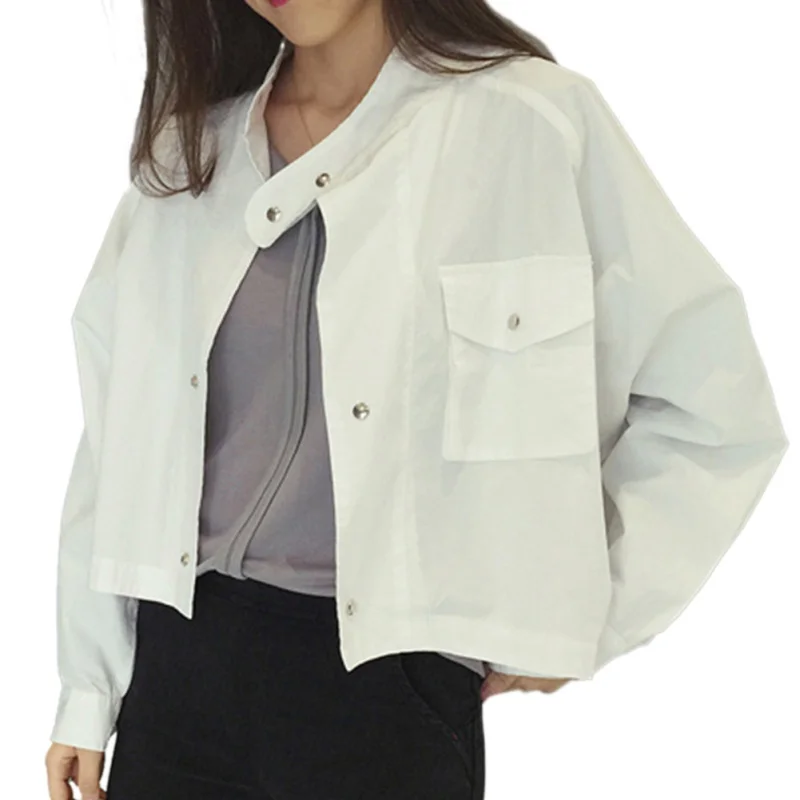 Women Pocket Jacket Black Cardigan Fashion Short Button Jackets Coat Loose Bomber | Женская одежда