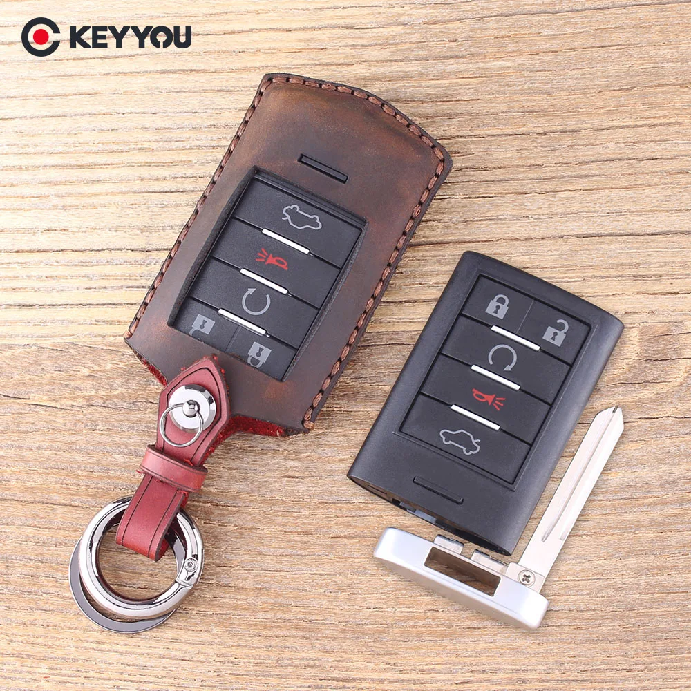 Чехол для ключей KEYYOU из натуральной кожи автомобиля чехол Cadillac CTS XTS DTS пульт
