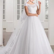 Vestido де noiva короткие рукава из бисера Лиф винтаж свадебное платье
