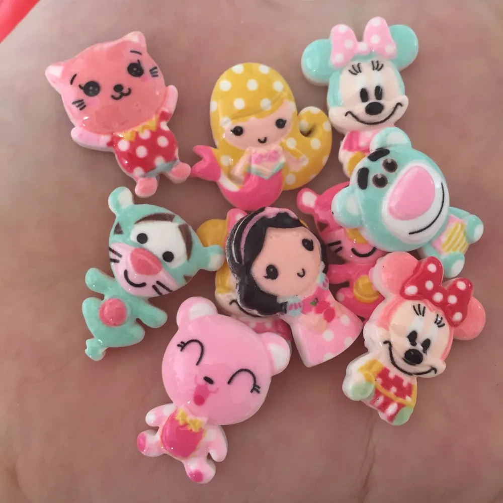 Модные 10 шт. цветные рисунки смешанные милые комбинации с плоским основанием