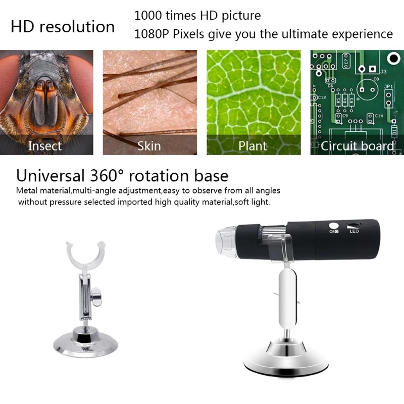 Newest WIFI Digital 1000x USB Microscope Magnifier Camera 3 colors 8 led 1080P for Android ios iPhone iPad