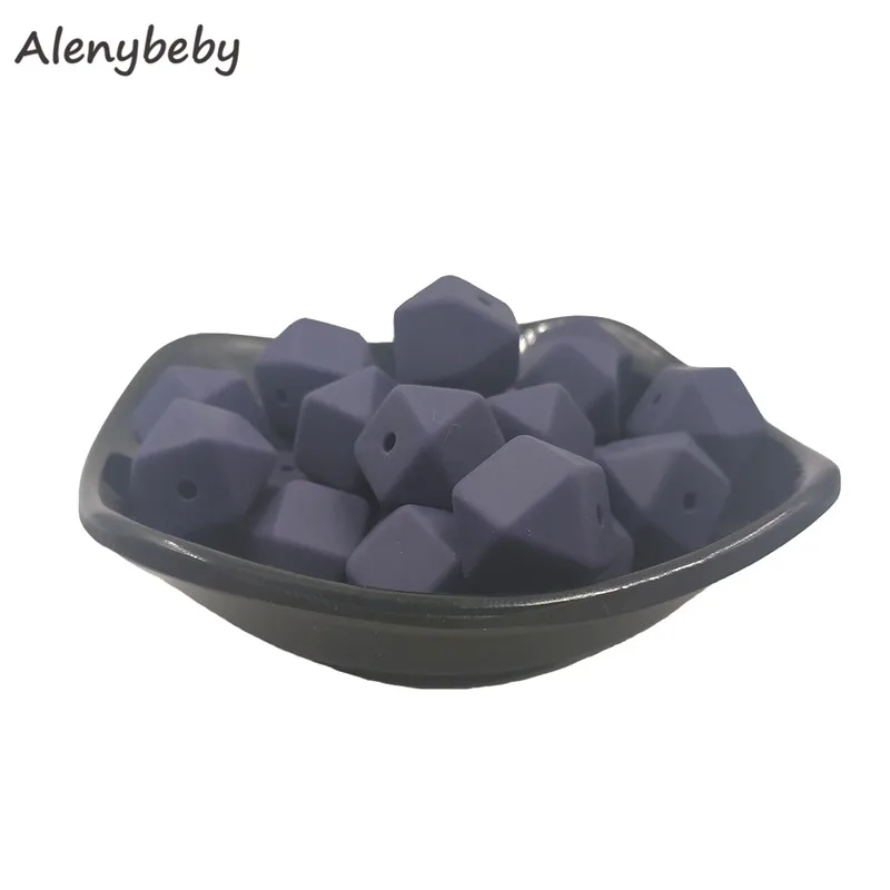 Twilight purple 50 шт. 17 мм Силиконовые шестигранные шарики BPA Бесплатно Детские Прорезыватели для зубов Еда Класс силиконовый Прорезыватель Жевать Ожерелье игрушки Детские подарки для душа - Цвет: Twilight purple