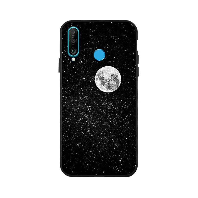 X048 3D DIY Окрашенный черный чехол для huawei P30 Pro P8 Lite Nova 3i 3 4 чехол s Space Moon чехол для телефона huawei mate 10 20X Lite - Цвет: X048