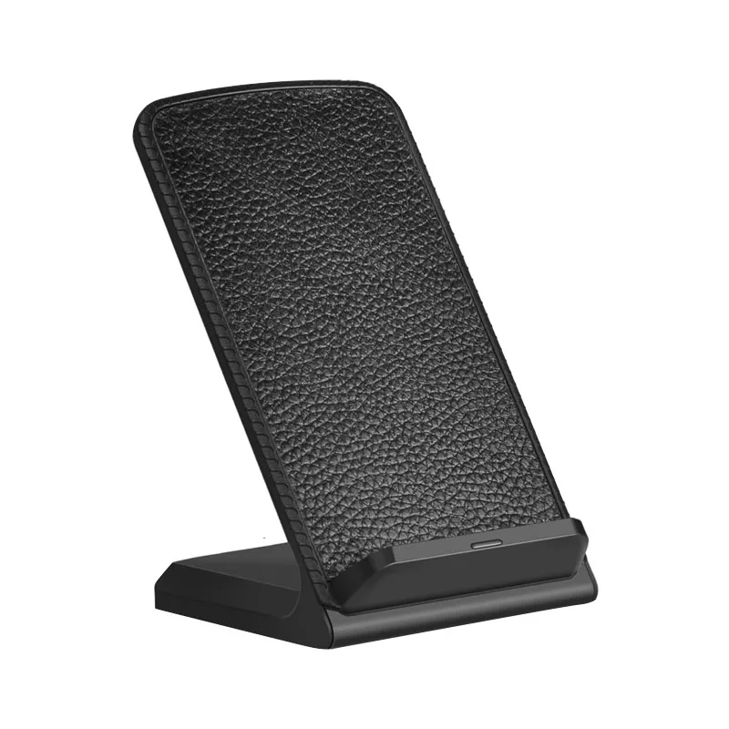 With PU Leather 10 Вт Быстрое Qi Беспроводное зарядное устройство Подставка для телефона Беспроводная зарядка индукционное зарядное устройство для iPhone XR XS Max X 8 Plus samsung Galaxy S9 S8 - Тип штекера: With PU Leather