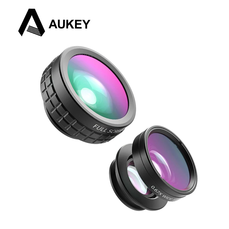 AUKEY Mini Clip on Optic сотовый телефон объектив камеры комплект 110 градусов Рыбий глаз + 180