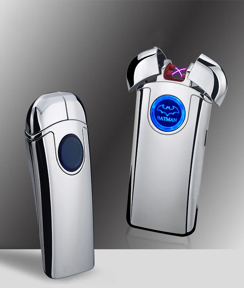 Плазменная Зажигалка USB двойной дуги сигареты аксессуары Новинка Бат Человек Pattern электроподжиг Подарок ветрозащитный зажигалка