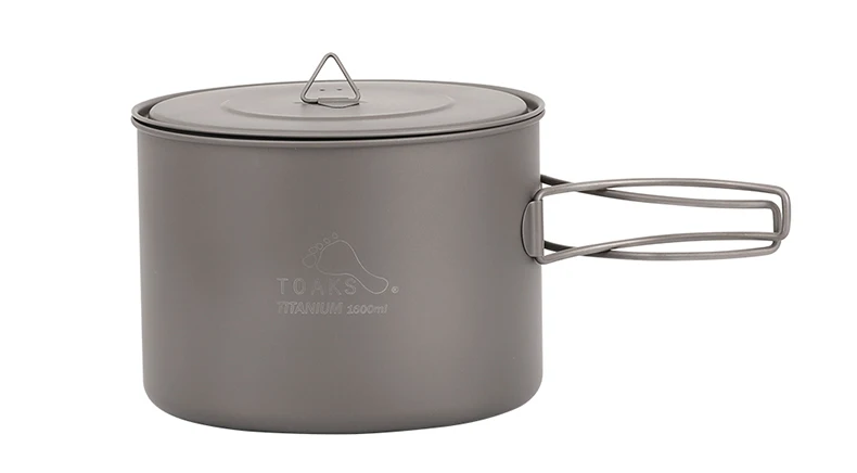 TOAKS 1.6L титановая кухонная посуда для приготовления пищи для пикника на открытом воздухе кемпинга титановая сковорода набор кастрюль портативная кухонная посуда Складная ручка