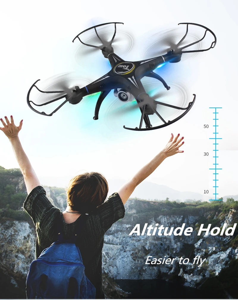 Квадрокоптер с камерой Радиоуправляемый Дрон с камерой или без камеры T1G FPV Квадрокоптер удерживающий высоту Дрон Радиоуправляемый вертолет VS X5SW SG600