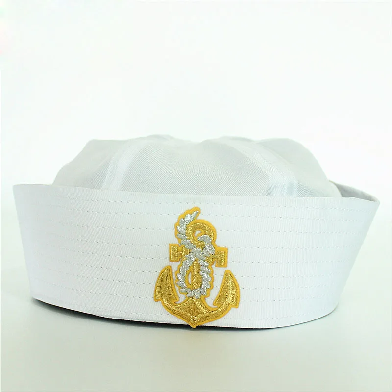 Golden Горячая Распродажа, парусники, лодка, кепка, белый военный головной убор, военно-морские силы, кепка с якорем, морской лодкой, причудливое платье, шапка медсестры - Цвет: Golden