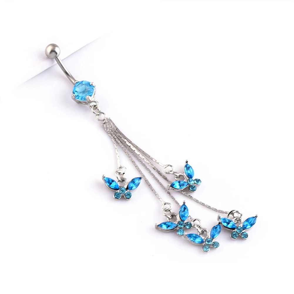 14G 316L Surgical Steel Sexy Butterfly Rhinestone Dangle Navel Belly Button Ring | Украшения и аксессуары