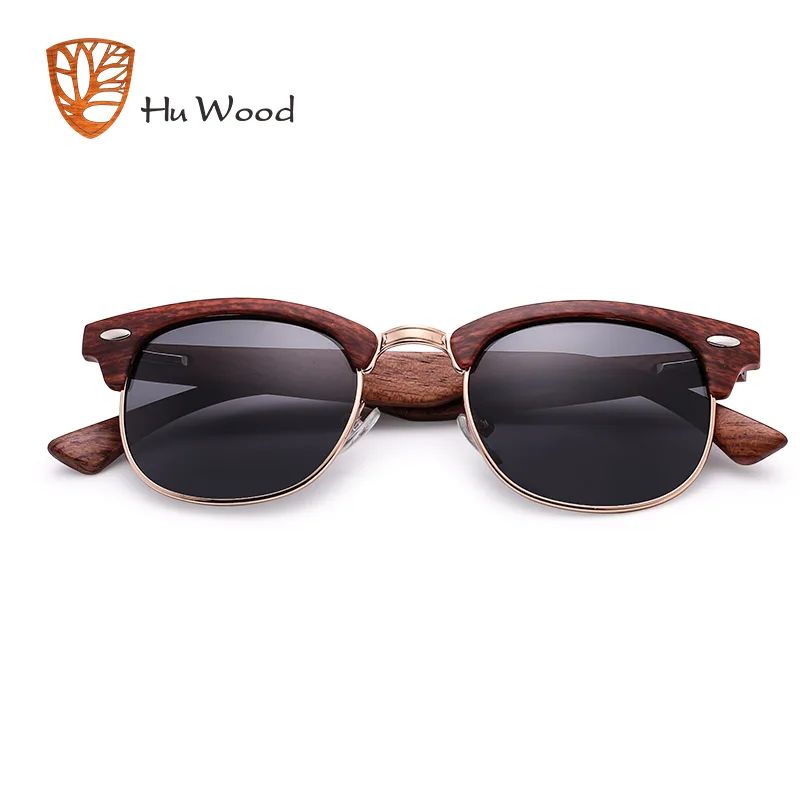 HU WOOD модные овальные Полуободковые солнцезащитные очки унисекс поляризационные