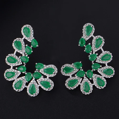 Green Missvikki Роскошные серьги в виде капель, блестящий кристалл, нигерийский, индийский, Африканский, Свадебный, обручальный, модный, для девушек, ювелирное изделие на каждый день - Окраска металла: Green