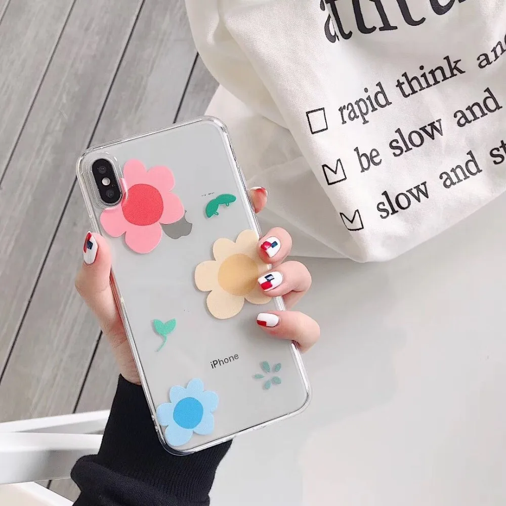 Милый цветочный корейский стиль чехол для телефона iPhone X XSMax XR 8 7 6 s Plus ультра