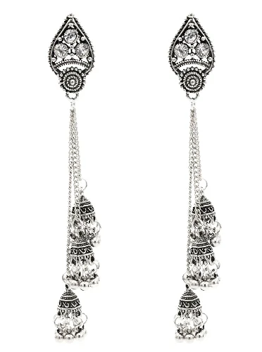 5380 S Египет винтажный, из серебряного сплава Jhumka колокольчиками бусины кисточкой серьги для Для женщин турецкий Племенной цыганские индийские украшения вечерние - Окраска металла: 5380 S